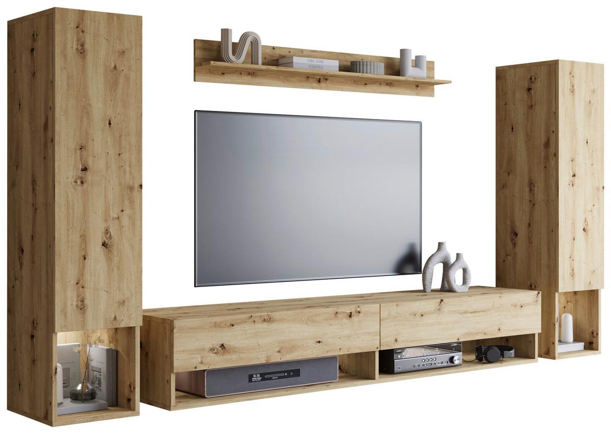 Dnevni Regal Amadeo 2, Barva Hrasta Artisan, 4-Delno - hrast artisan, Basics, leseni material (245/130/32cm) - P & B