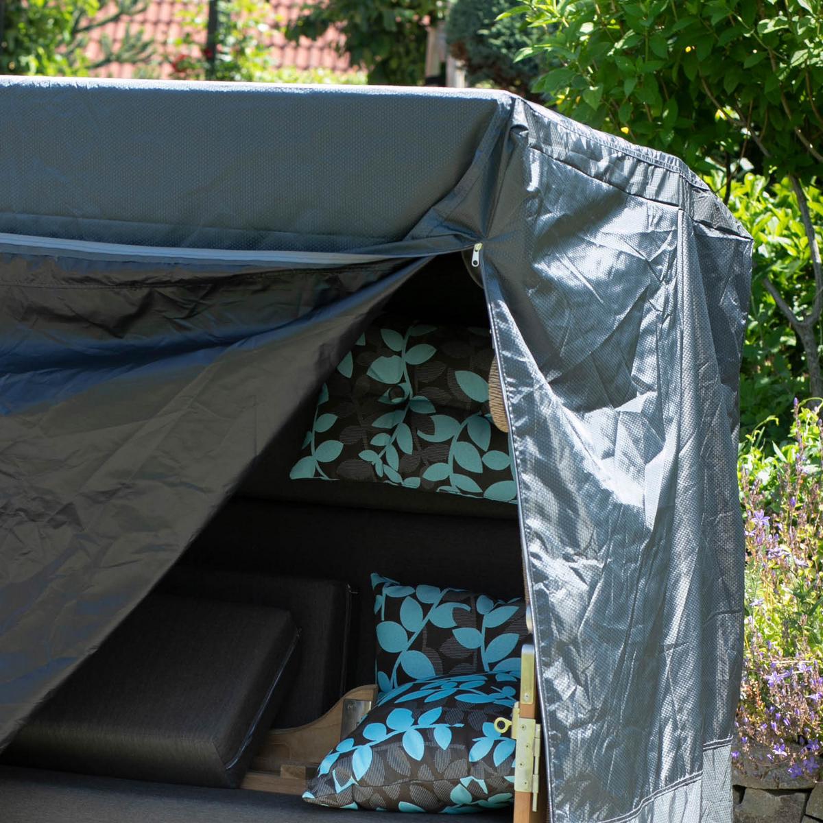 Strandkorb-Schutzhülle Premium Grau - Dunkelgrau, Basics, Kunststoff (128/165/95cm) - Gardenson