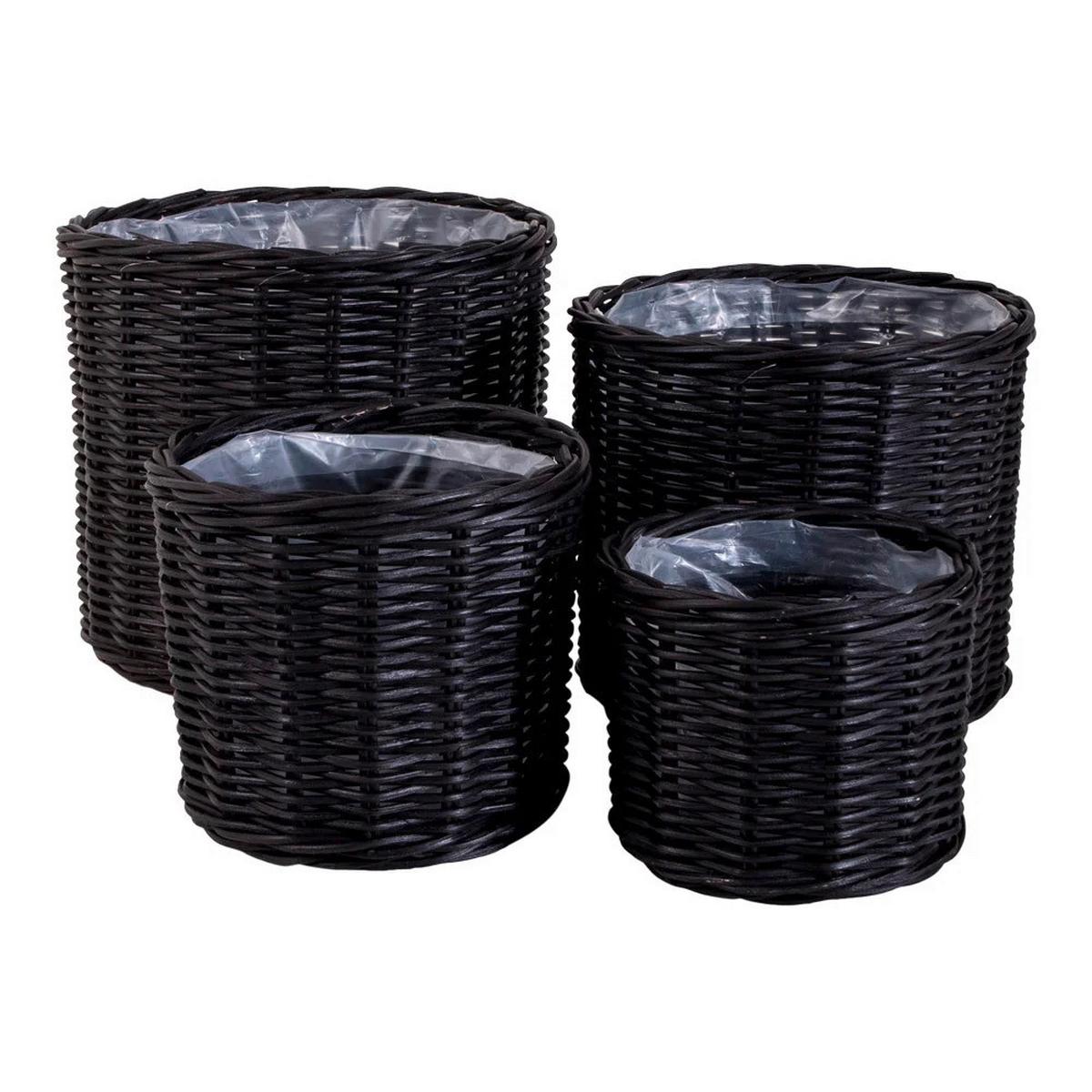 Korbset Bogor Baskets Schwarz, 4er Set - Schwarz, Basics, Holz (40/35/40cm)