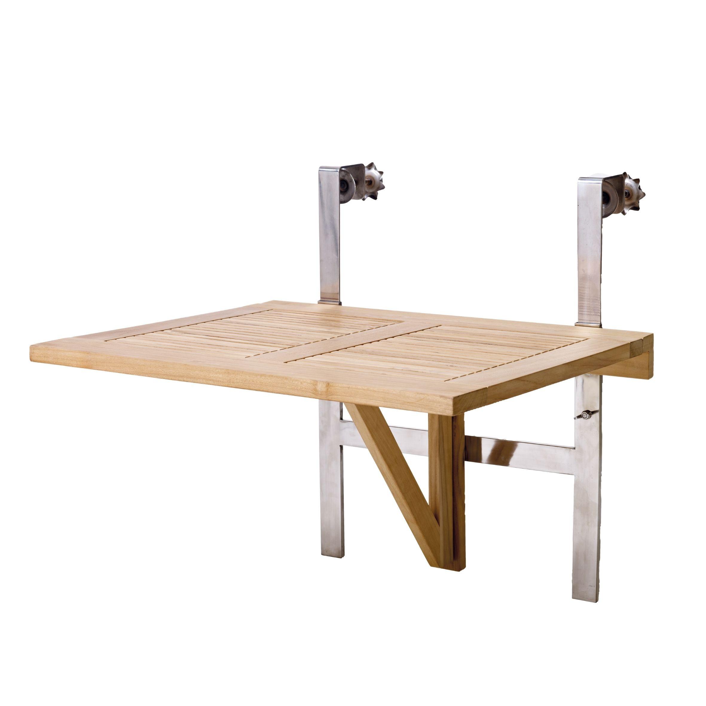 Balkonklapptisch aus Holz ca. 60x54 cm Teak massiv - Naturfarben, Natur, Holz (60/54/70cm) - Gardenson