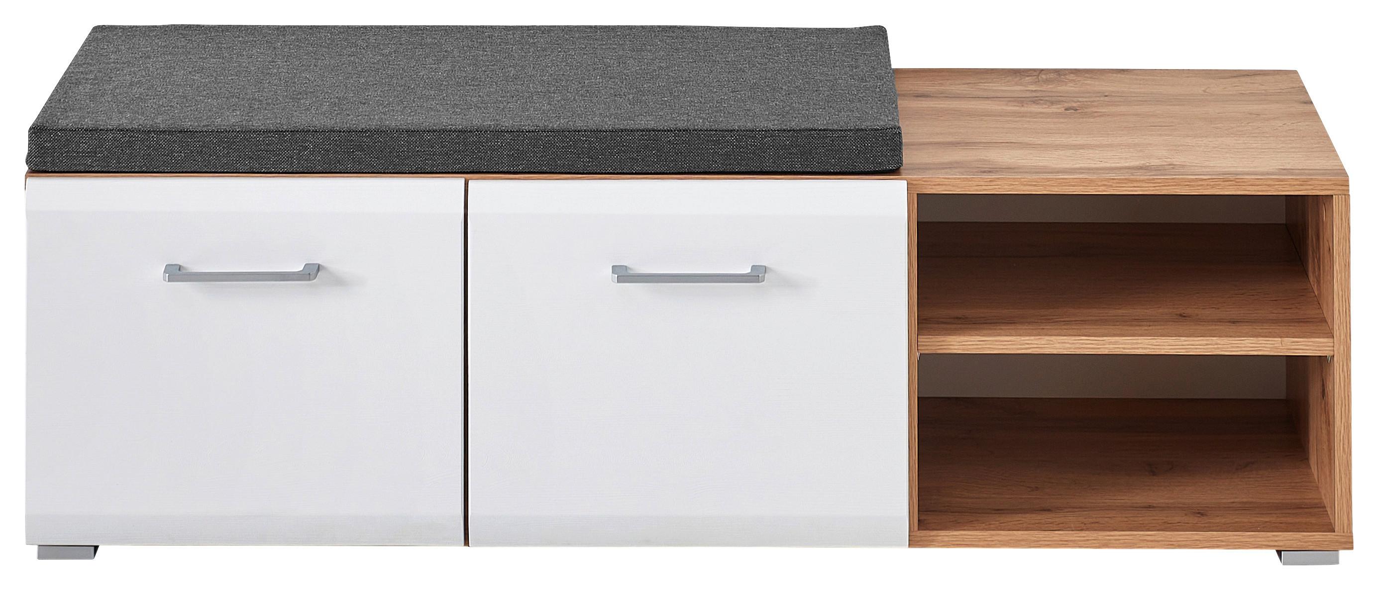 Garderobenbank in Grau/Weiß/Eichefarben - Konventionell, Holzwerkstoff (126/42/40cm) - Mömax