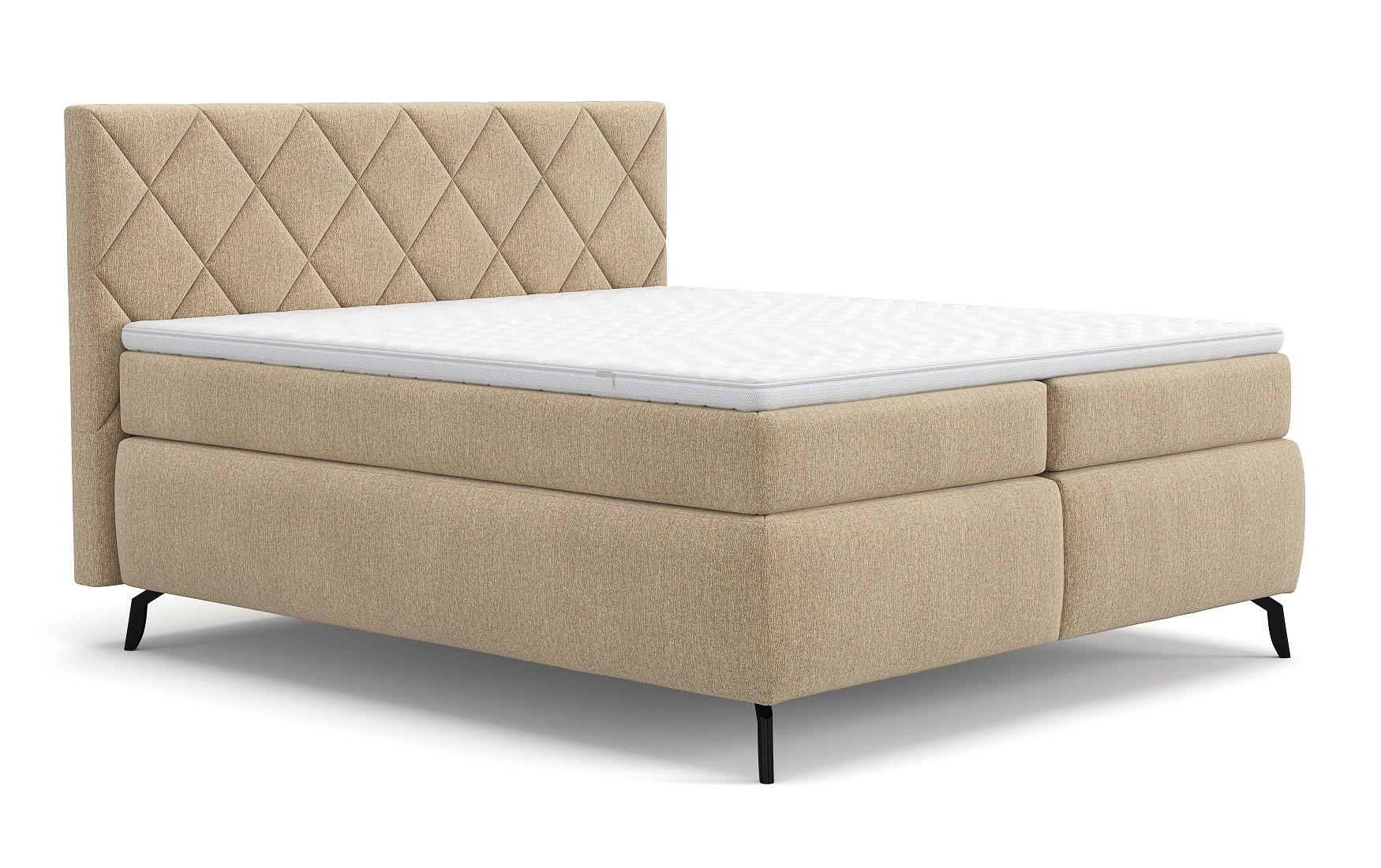 Boxspring Ágy Emily - homok, Modern, faalapú anyag/textil (180/200cm)