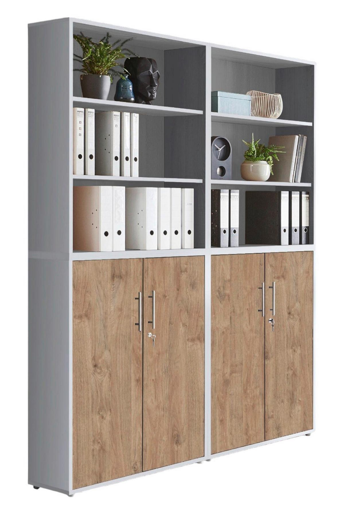 Aktenschrank Office Edition Sw Set 11 Grau/Eichefarben - Eichefarben/Grau, MODERN, Holzwerkstoff (168,8/227,2/33cm) - MID.YOU