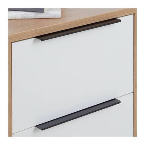 Nachtkästchenset in Eichefarben, 2-teilig - Weiss/Schwarz, Konventionell, Holzwerkstoff/Kunststoff (49,8/53,6/39,7cm) - Mömax