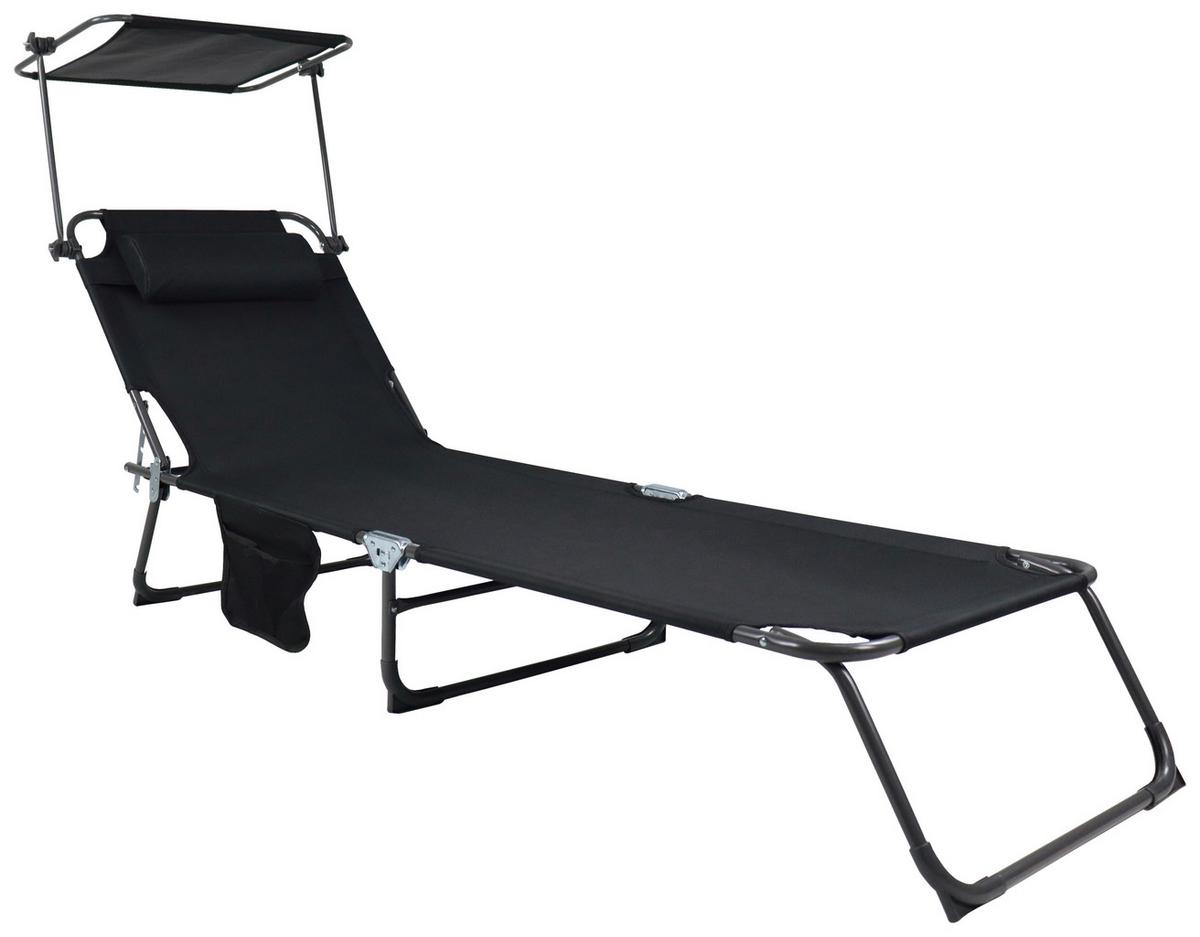 Gartenliege Bindox L ca. 55x24x185 cm Schwarz - Anthrazit/Schwarz, MODERN, Kunststoff/Textil (55/24/185cm) - Ambia Garden