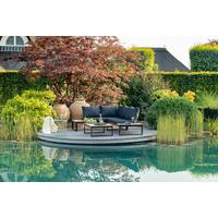 Loungegarnitur 3-tlg Rio Echtholz/Metall mit Kissen - Anthrazit/Braun, MODERN, Holz/Textil (178/68/228,5cm) - Gardenson
