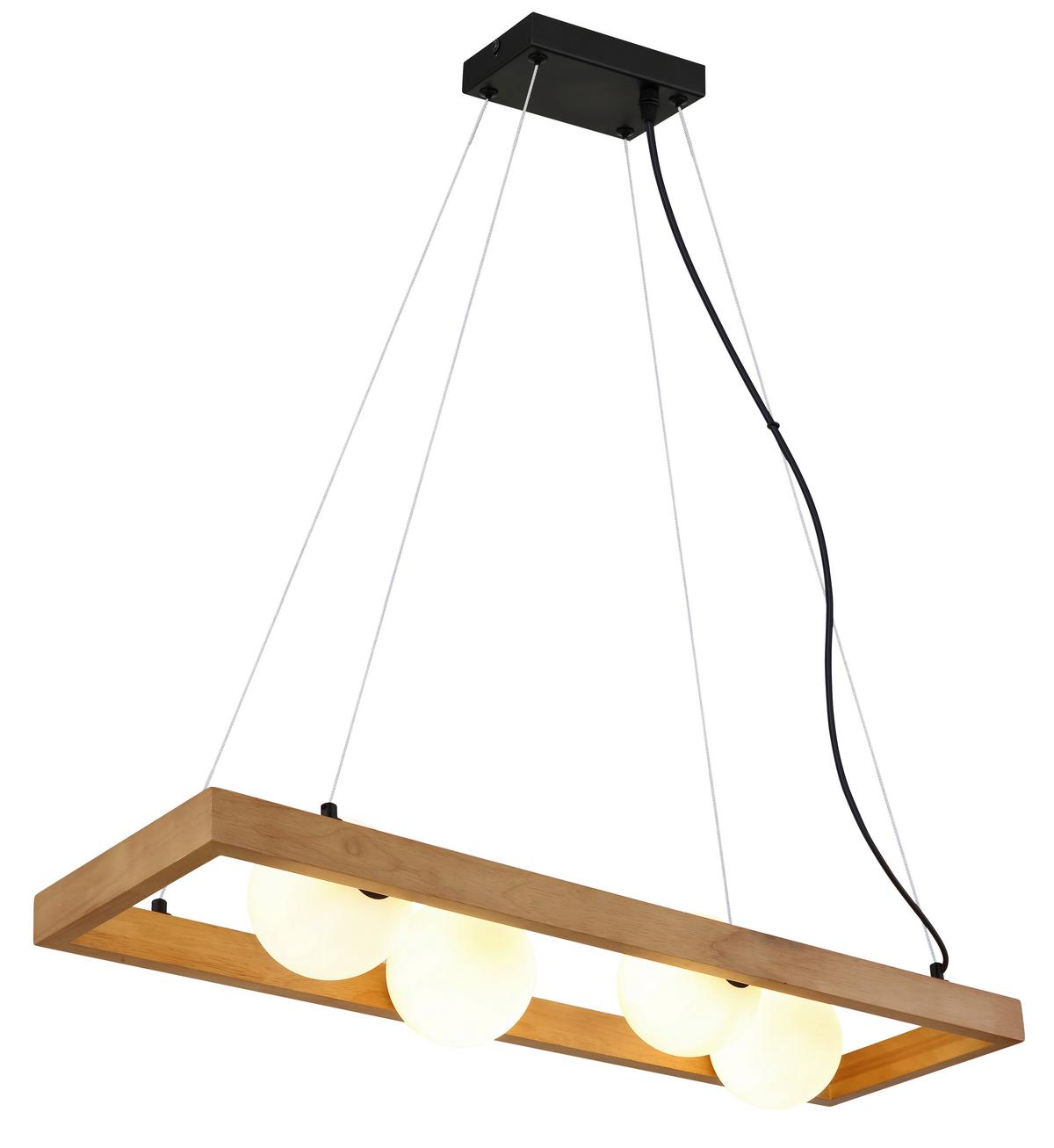 HÄNGELEUCHTE 32010446 NANDA - Weiss/Schwarz, Natur, Glas/Holz (84/24/150cm) - Globo