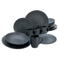 Kombiservice Vesuvio Grau/Schwarz, 16-teilig - Schwarz/Grau, Trend, Keramik - Creatable