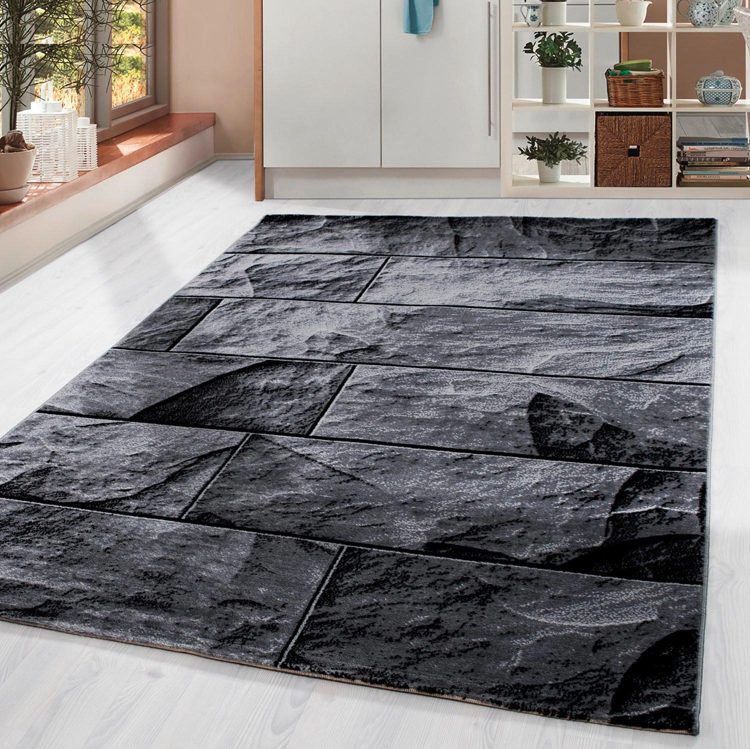 Webteppich Parma Schwarz ca. 80x150cm - Schwarz, KONVENTIONELL, Textil (80/150cm)