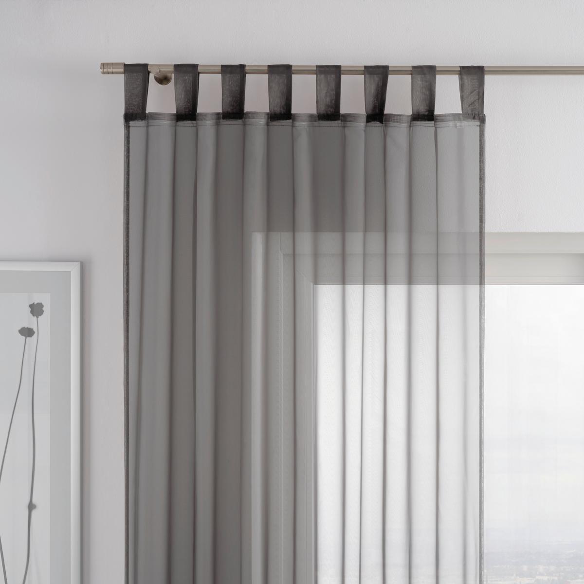 Schlaufenvorhang Hanna in Anthrazit, 2 Stk. - Anthrazit, Textil (140/245cm) - Based