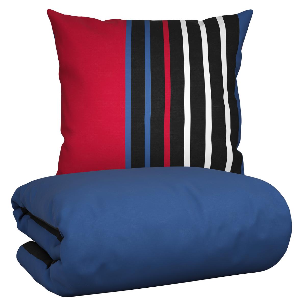 Bettwäsche Anton Blau/Rot ca. 135x200cm - Blau/Rot, KONVENTIONELL, Textil (135/200cm) - Modern Living