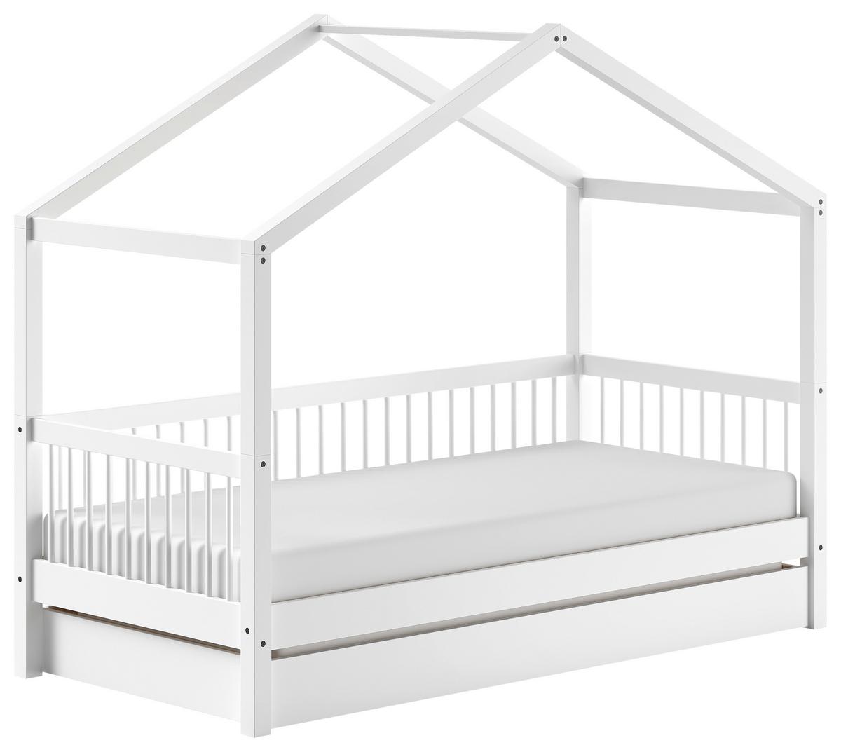 Hausbett FORREST Weiß ca.90x200cm mit Bettschublade - Weiß/Naturfarben, MODERN, Holz (90/200cm) - Vipack