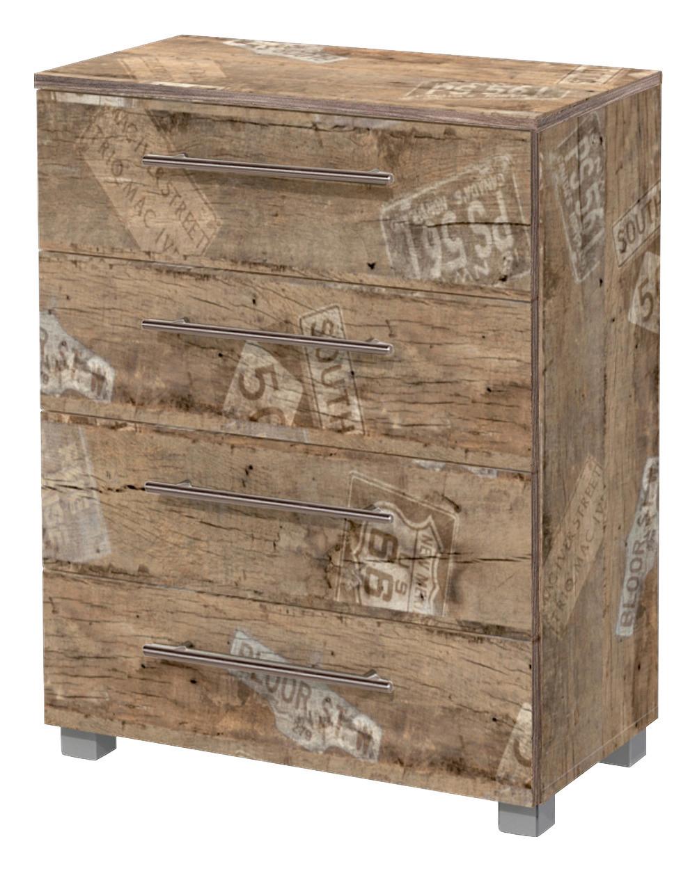 Kommode "Danu" , eiche - Eichefarben/Silberfarben, Basics, Holzwerkstoff/Kunststoff (65/83/35cm) - MID.YOU
