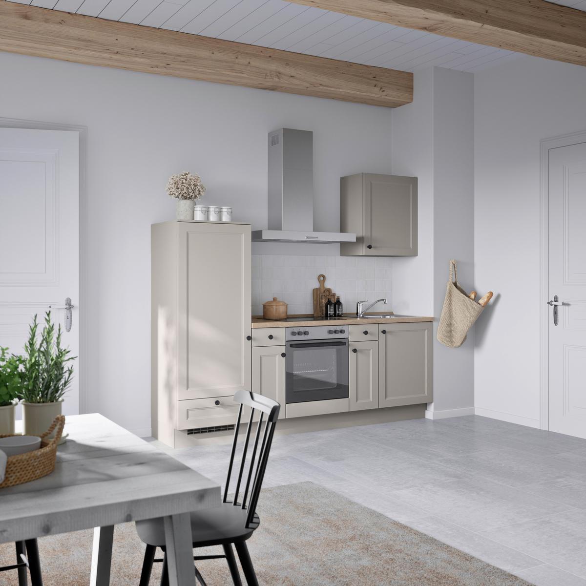 Küchenblock Cascada Low m. Geräten Grau - Eiche dunkel/Schwarz, MODERN, Holzwerkstoff/Metall (240cm) - Nobilia