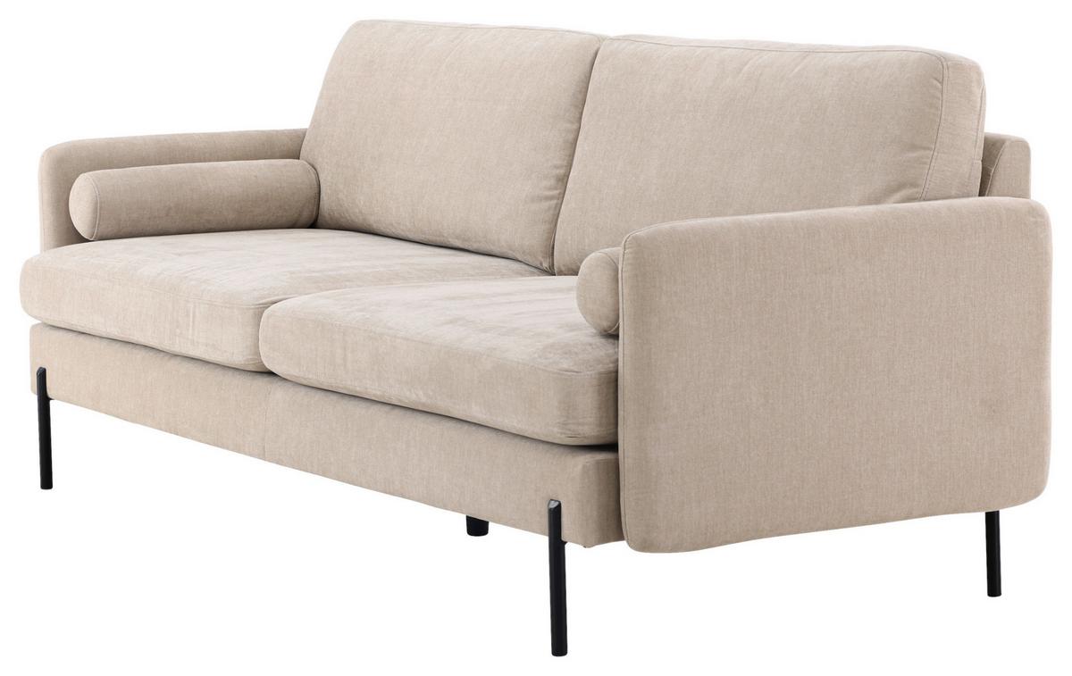 2-SITZER-SOFA ANTIBES - Beige/Schwarz, Design, Textil/Metall (209.5/86/87cm) - Livetastic