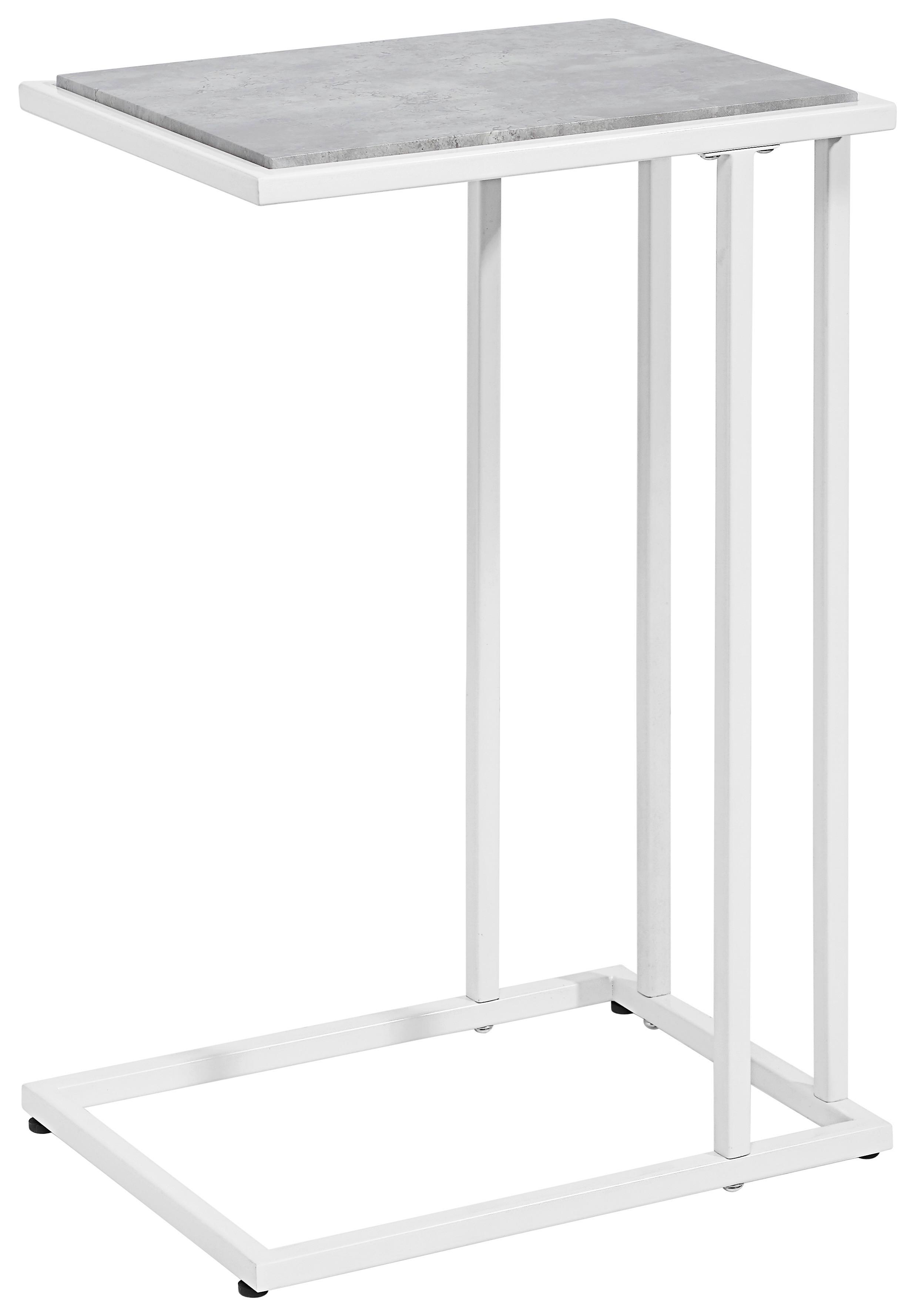 STOLIK BOCZNY PROMO - biały/szary, Design, materiał drewnopochodny/metal (40/30/60cm) - home24