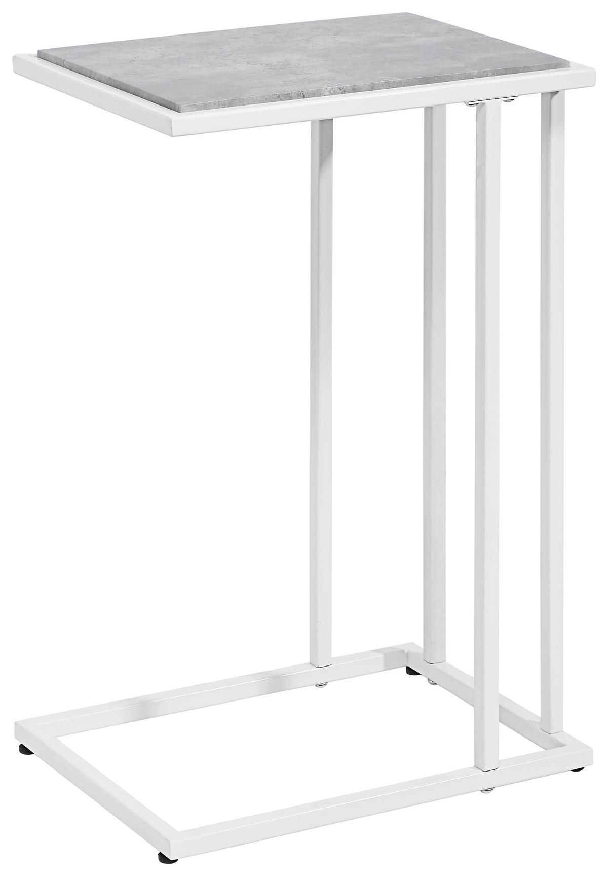 STOLIK BOCZNY PROMO - biały/szary, Design, materiał drewnopochodny/metal (40/30/60cm) - home24