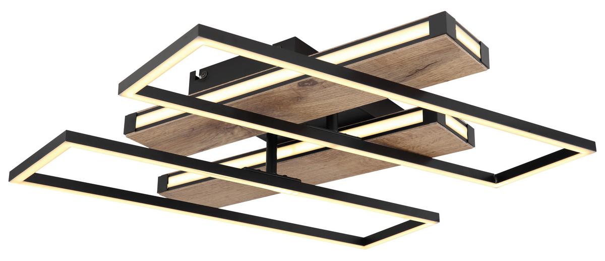 LED-DECKENLEUCHTE 67299D1 - Dunkelbraun/Opal, Design, Holzwerkstoff/Kunststoff (60/52/10cm) - Globo