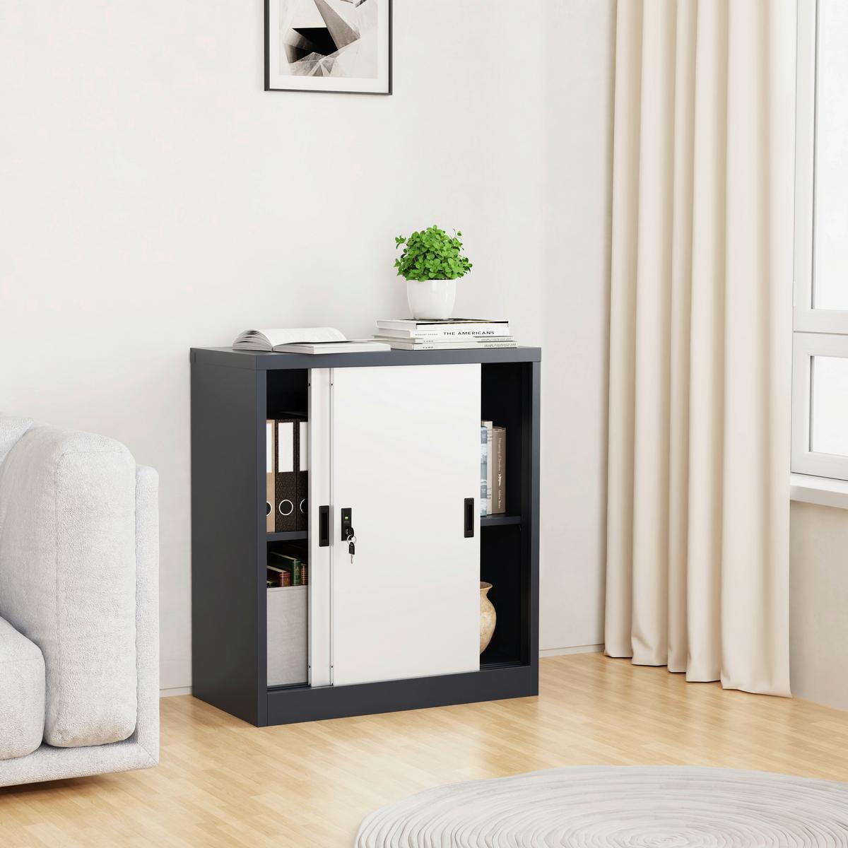 Aktenschrank Malivo - Weiss/Anthrazit, Konventionell, Metall (80/90/40cm) - MID.YOU