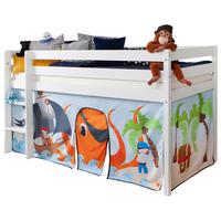 Hochbett Holz Malte ca. 90x200 cm Weiß Pirat - Naturfarben/Weiß, Natur, Holz/Textil (90/200cm) - MID.YOU