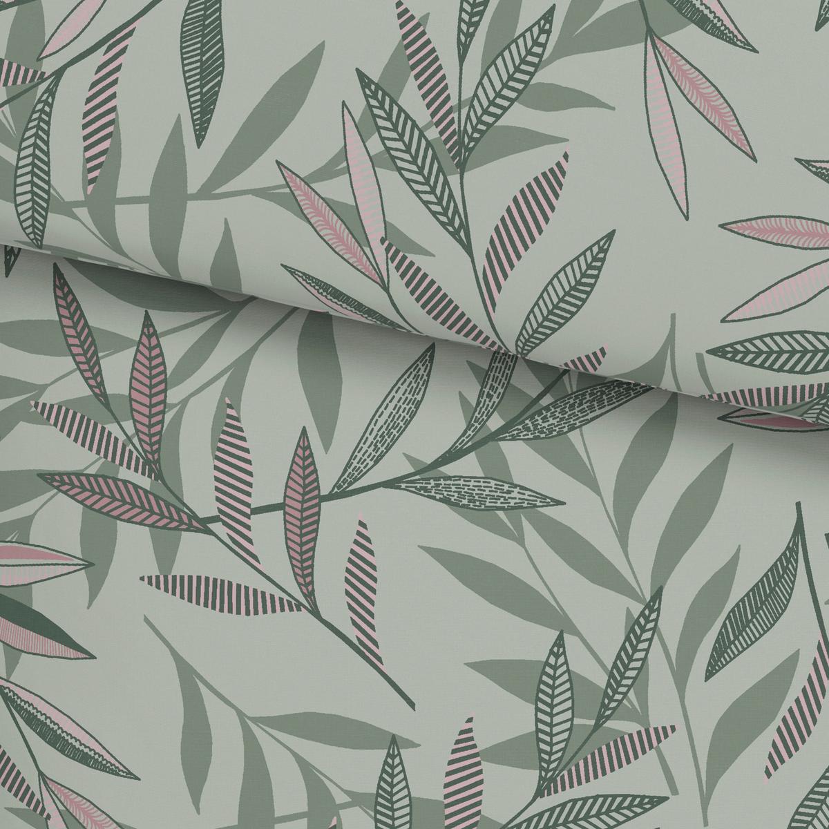 Bettwäsche Stitched Leaves Grün/Mauve ca. 135x200cm - Mauve/Grün, Textil (135/200cm) - Modern Living