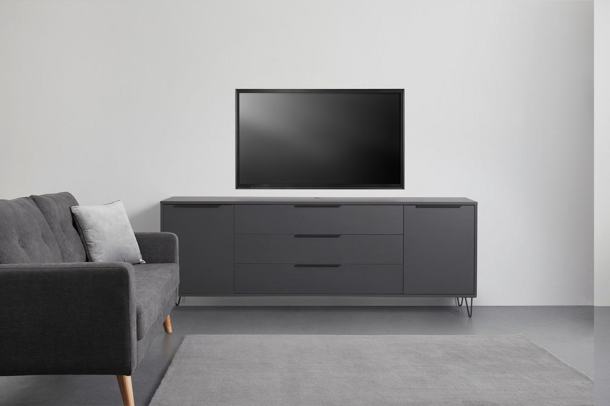 Lowboard in Anthrazit - Anthrazit, Modern (216/67cm) - Premium Living