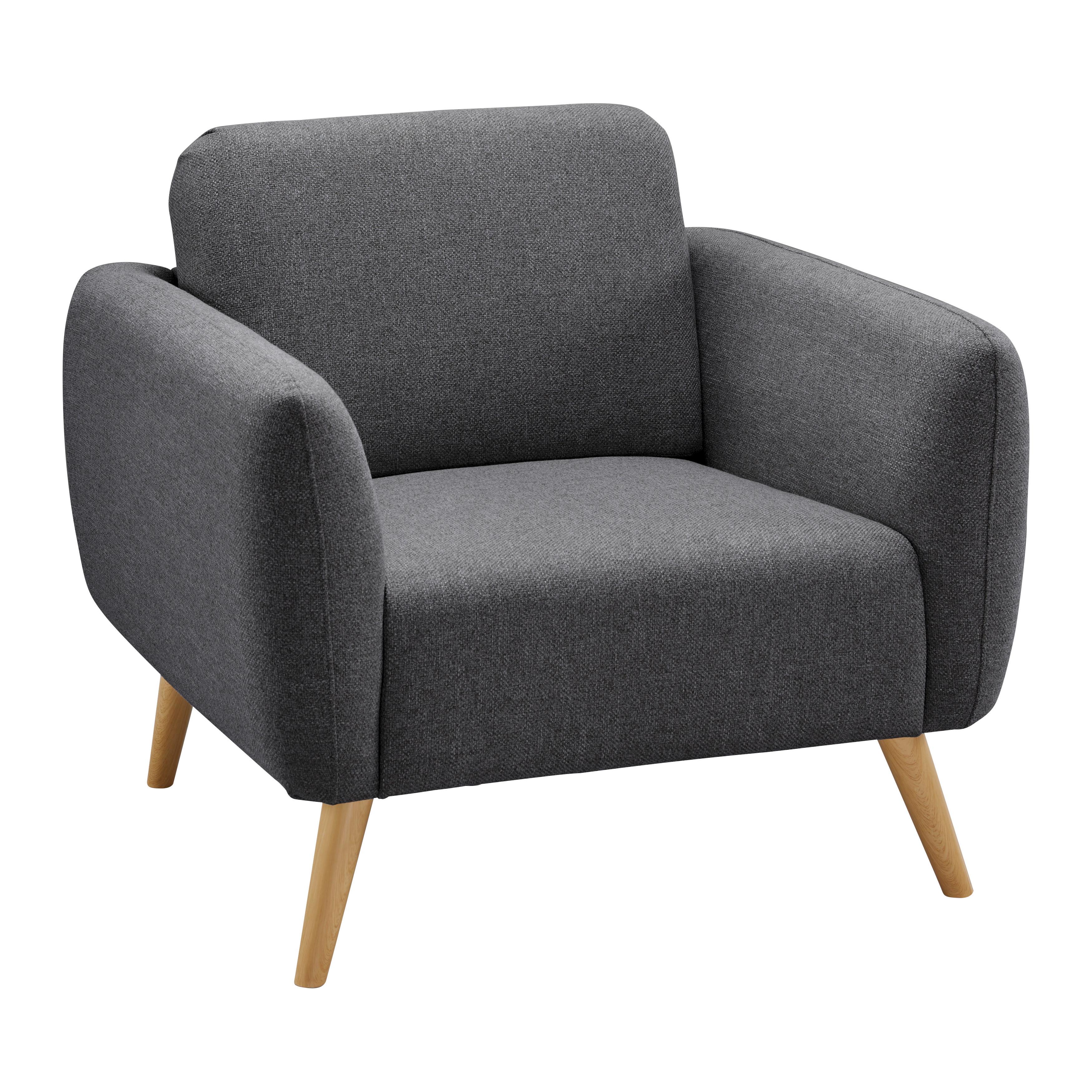 Sessel Pia Dunkelgrau Webstoff - Dunkelgrau/Naturfarben, MODERN, Holz/Textil (86/76/75cm) - Bessagi Home