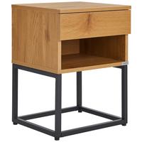 SZAFKA NOCNA AMSTERN S04 OAK - kolor dębowy/czarny, Modern, materiał drewnopochodny/metal (40/55/35cm) - Livetastic