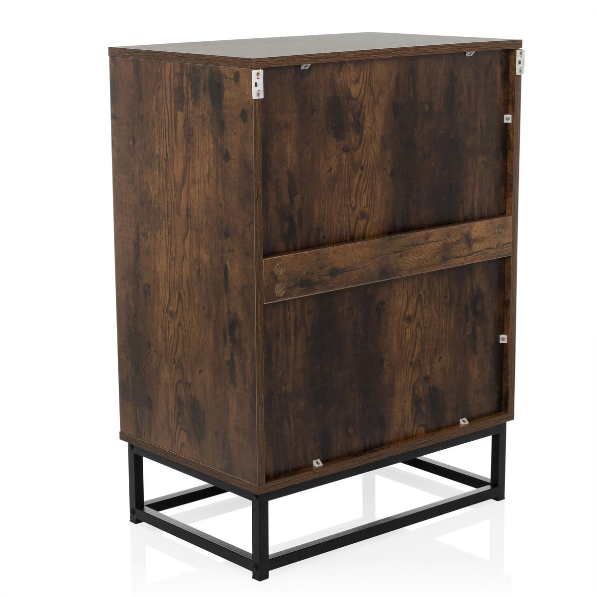 Komoda Vinstra, Rjava, Črna - črna/rjava, Moderno, kovina/leseni material (60/83,5/38,5cm) - MID.YOU