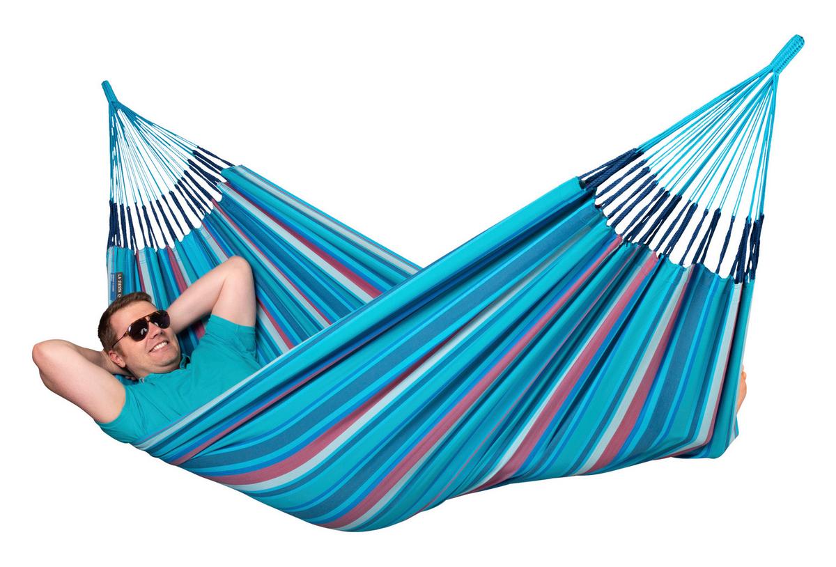 Hängematte Classic Double Hammock Blau/Rot - Blau/Kirschrot, KONVENTIONELL, Textil (160/350cm) - La Siesta
