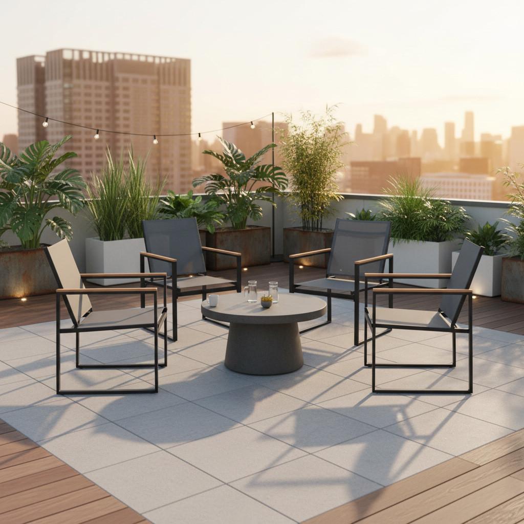 Gartenstuhl-Set Volasi 4er-Set ca. 54x83 cm Anthrazit - Honigeiche/Anthrazit, MODERN, Holzwerkstoff/Kunststoff (54/83/65cm) - Gardenson