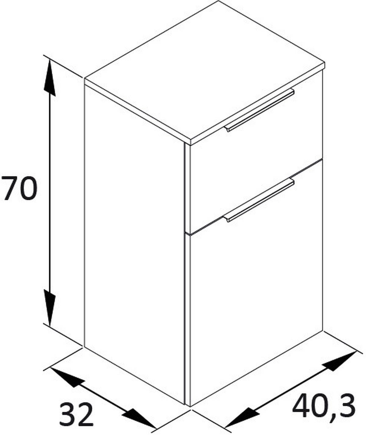 Unterschrank Alessio Grau - Platinfarben/Schwarz, MODERN, Holzwerkstoff/Metall (40,3/70/32cm) - MID.YOU