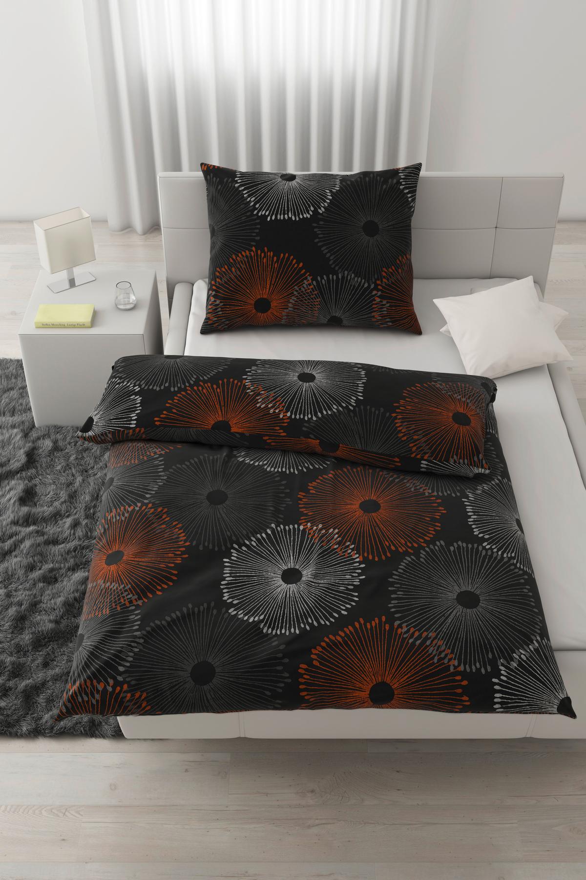 BETTWÄSCHESET MILA - Beige/Schwarz, Natur, Textil (160/210cm) - Modern Living