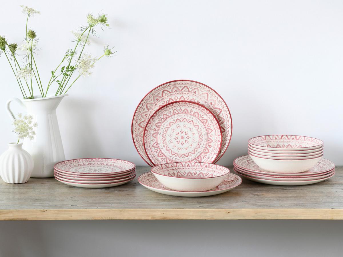 Jedilni Servis Mexico, 18-Delni - opečnato rjava/bela, Basics, keramika - Creatable