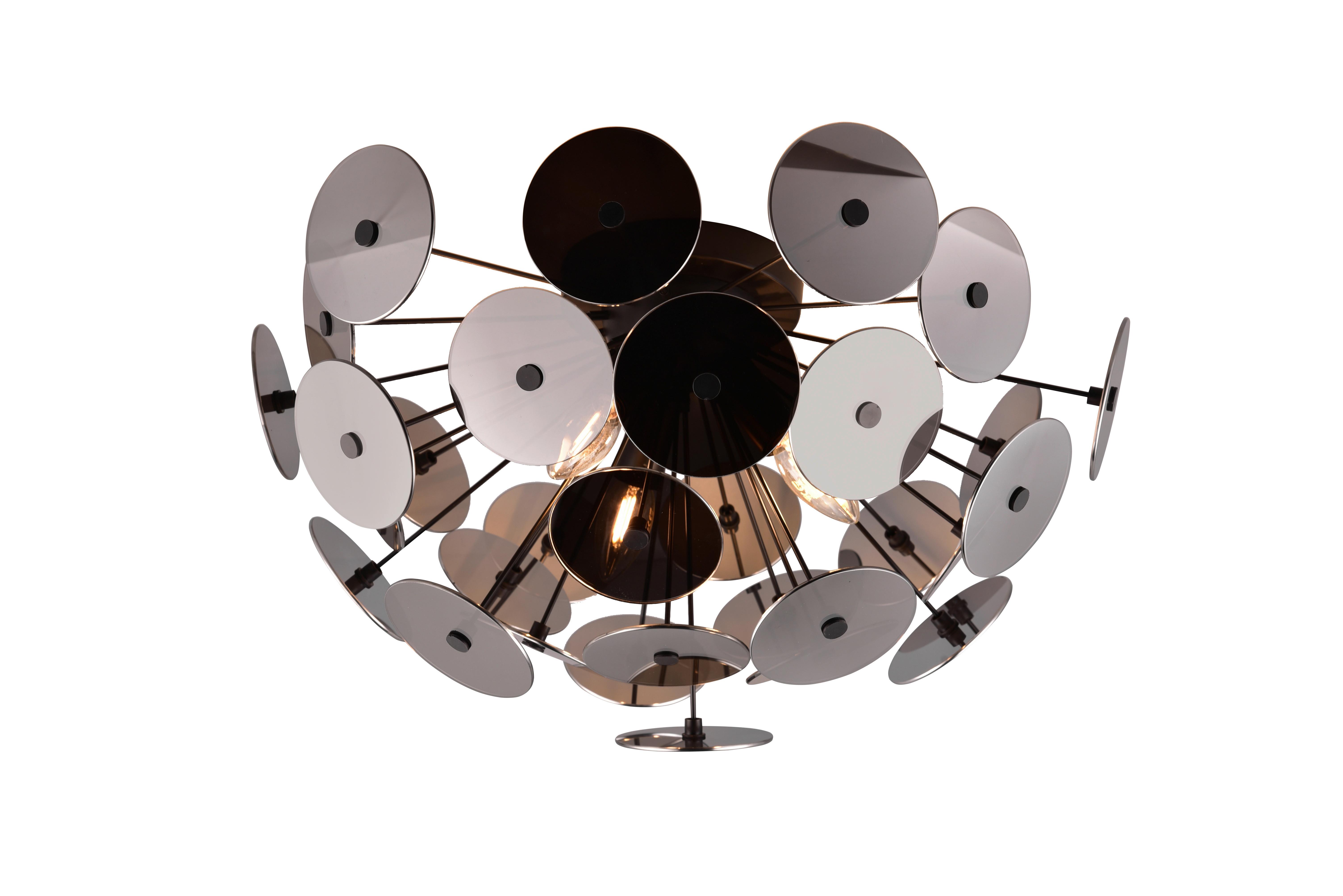 Deckenleuchte Discalgo Chromfarben max. 40 Watt - Chromfarben/Schwarz, Design, Glas/Metall (54/30cm) - Trio Leuchten