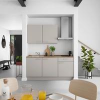 Küchenblock Touch Low m. Geräten Grau - Eiche dunkel/Edelstahlfarben, MODERN, Holzwerkstoff/Metall (180cm) - Nobilia