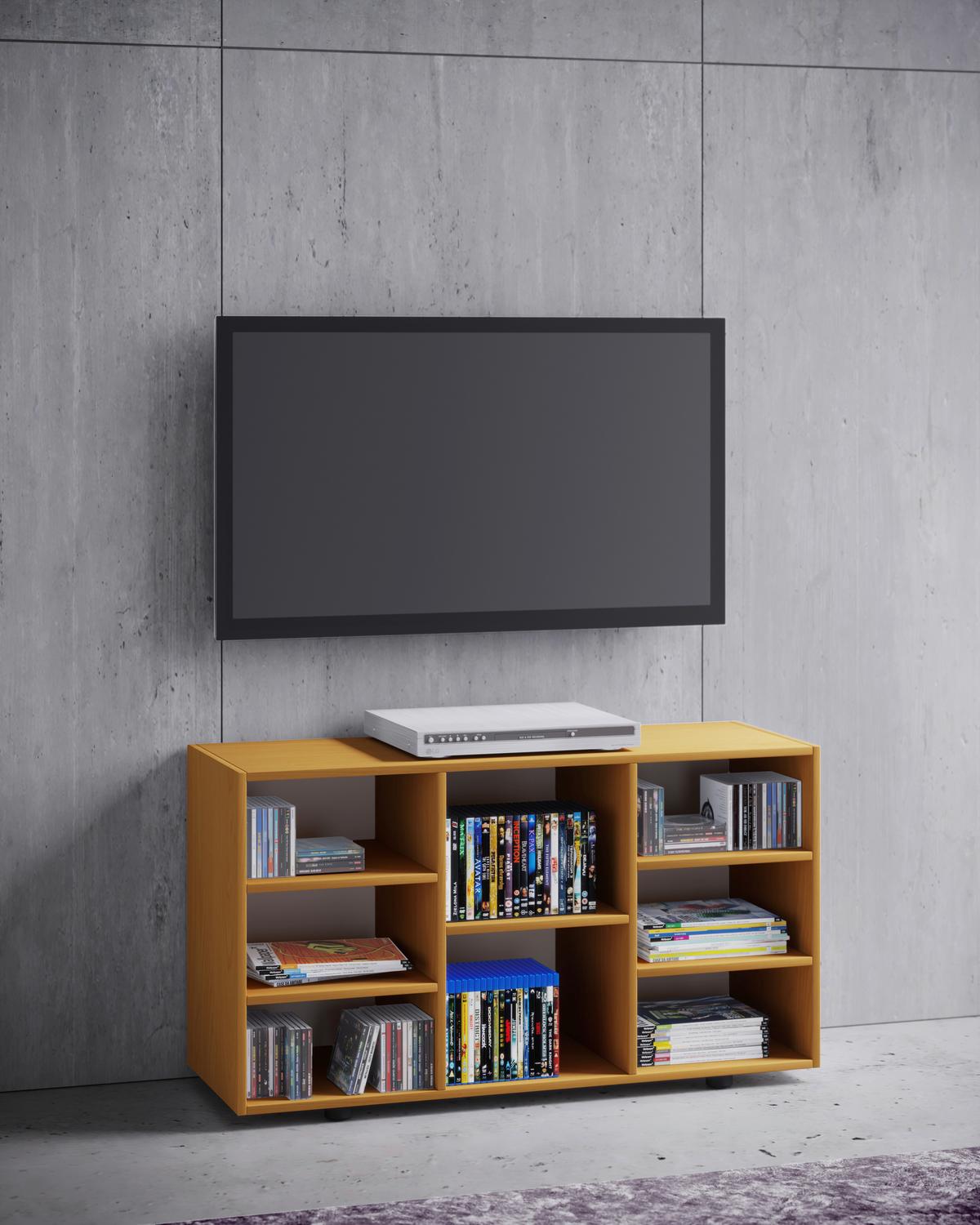 Tv Element Fetino, Bukev - črna/barve bukve, Moderno, umetna masa/leseni material (114/60/40cm) - MID.YOU