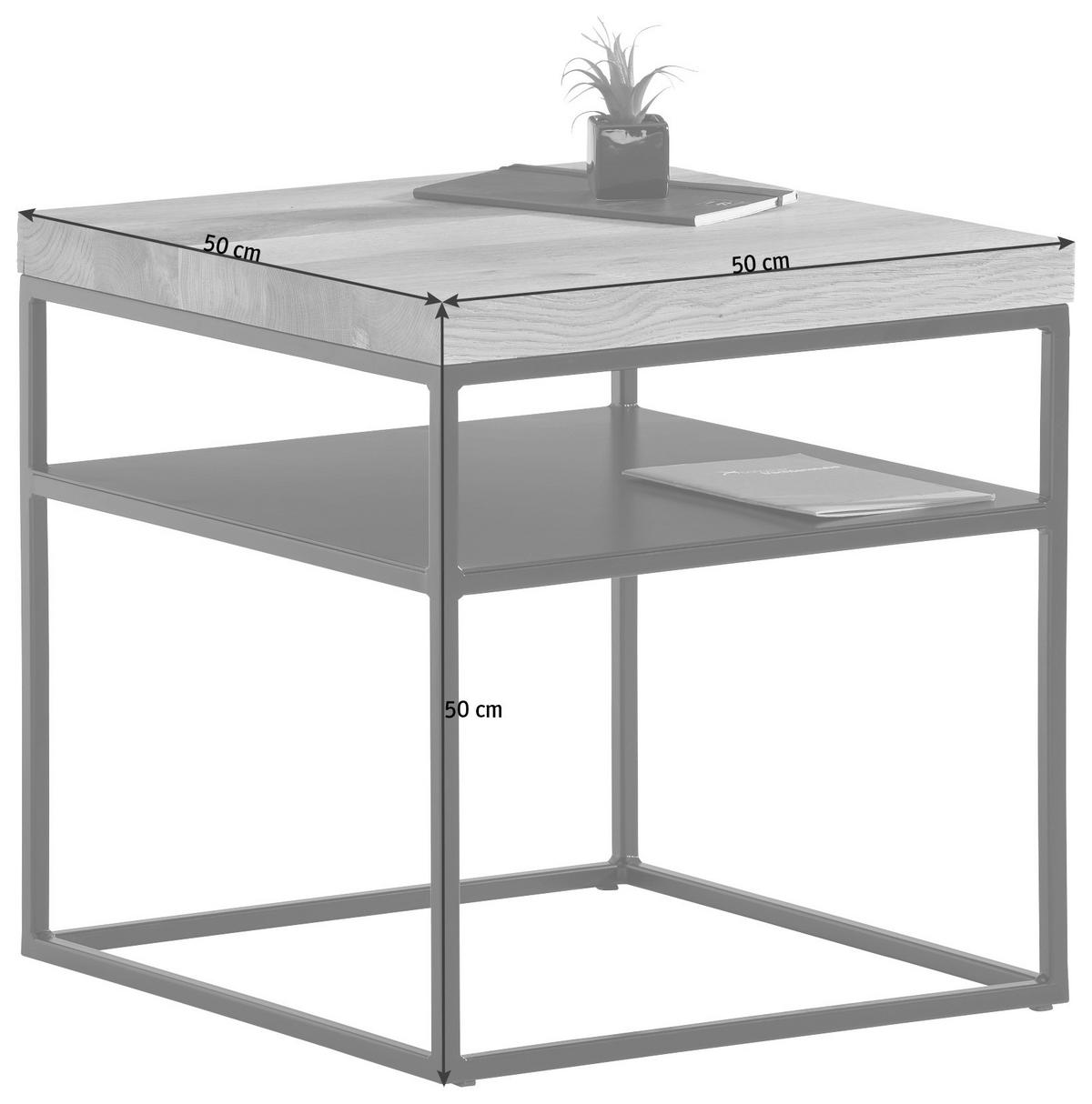 STOLIK KAWOWY VILLACH - kolor dębowy/czarny, Design, metal/drewno (50/50/50cm) - Novel