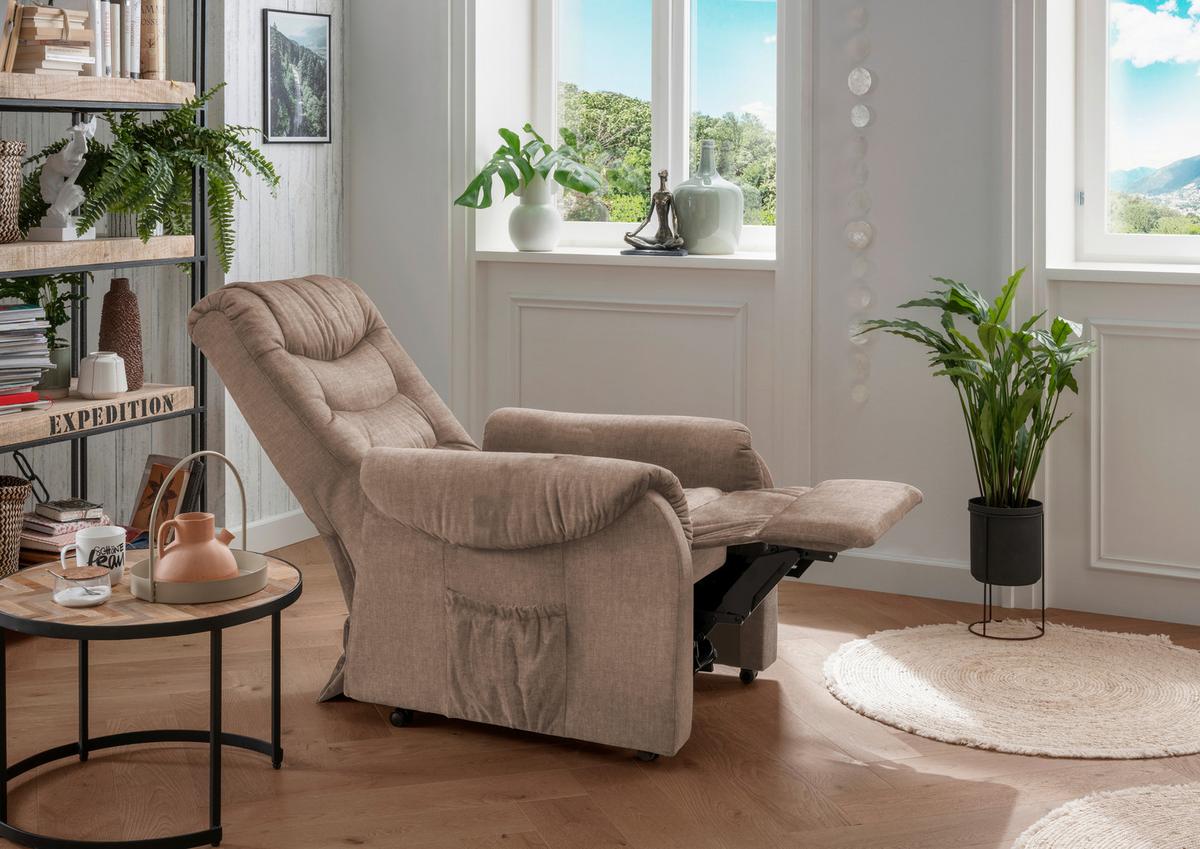 Fernsehsessel Nino Hellbraun Velours - Hellbraun/Schwarz, Design, Kunststoff/Textil (78/107/93cm) - Livetastic