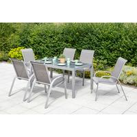 GARTENSET AMALFI - Silberfarben/Braun, MODERN, Textil/Metall - Gardenson