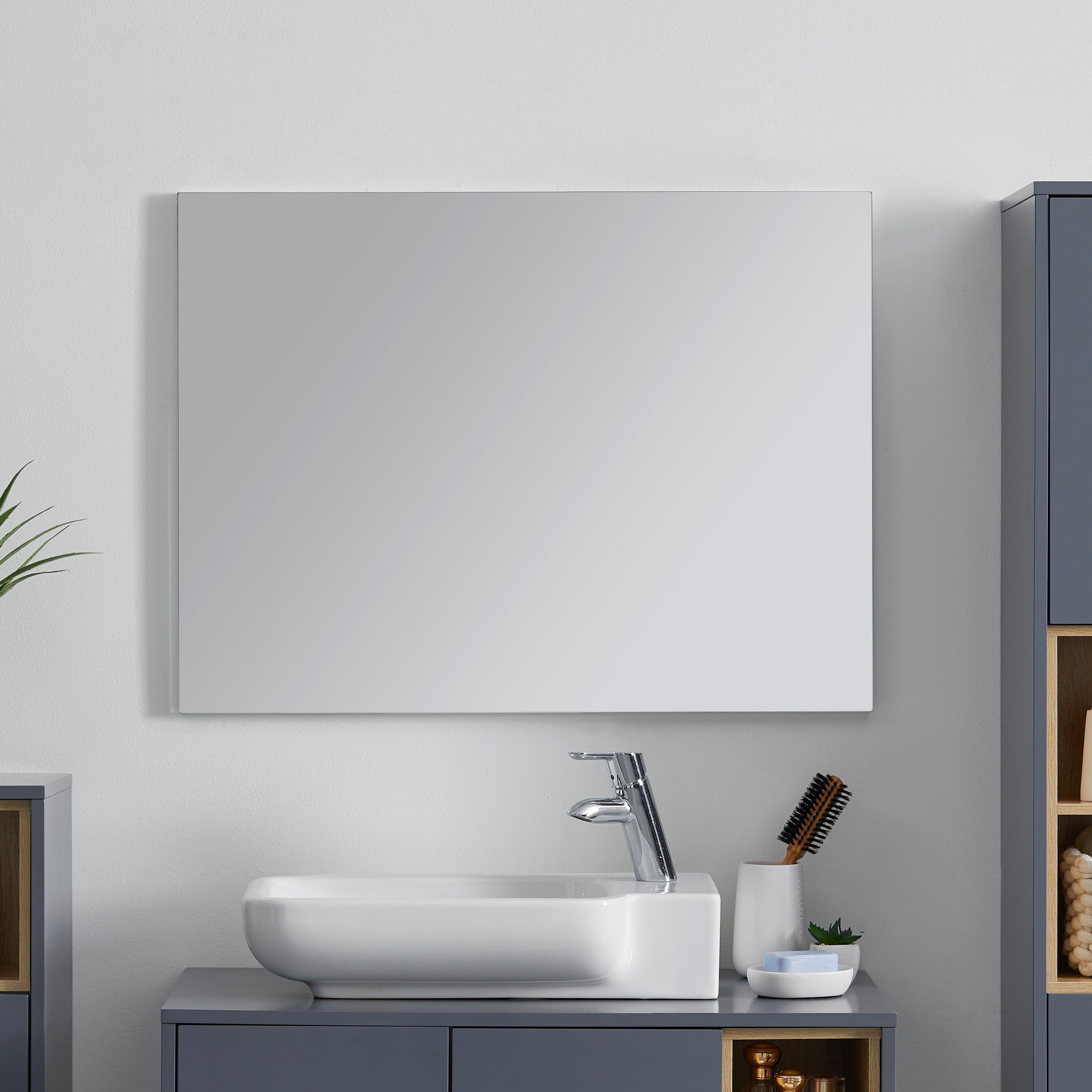 Spiegel Luciano ca. 80x60 cm - Weiß/Grau, MODERN, Glas (80/60/1,8cm) - Bessagi Home