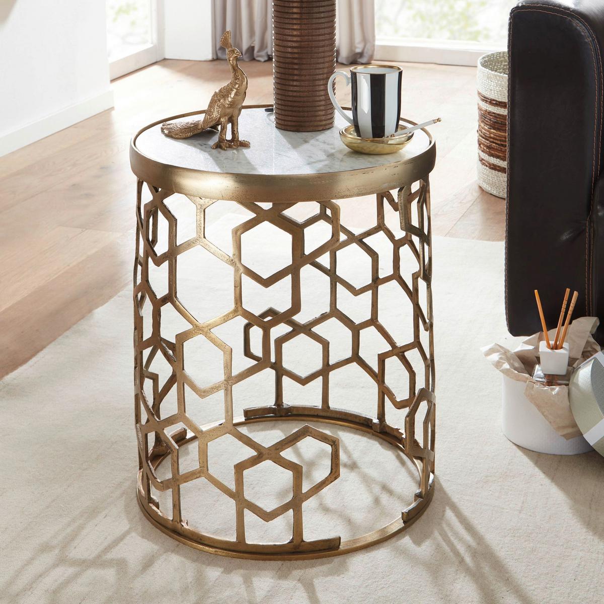 Mizica Wohnling - zlate barve, Design, kamen/kovina (46/46/55cm) - MID.YOU