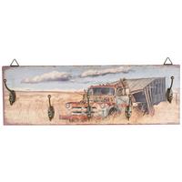 Cuier de perete cu cârlige TRUCK B992269 - multicolor/negru, Modern, metal/material pe bază de lemn (60/20/8,5cm)
