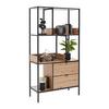 ÉTAGÈRE QUEENS -EXKLUSIV- - couleur naturelle/noir, MODERN, matériau en bois/métal (90/170/40cm) - Mömax