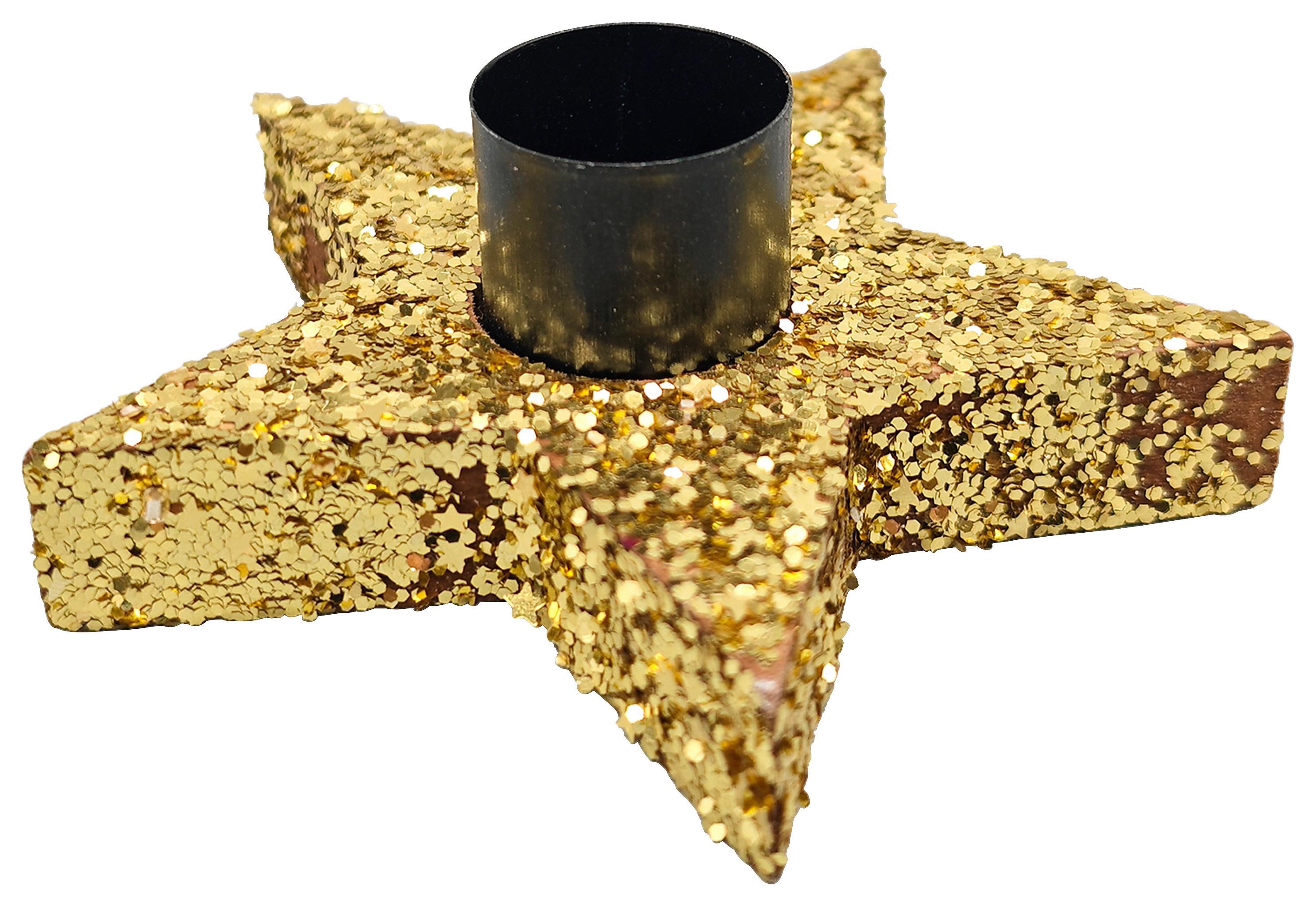 Kerzenhalter Goldie Schwarz/Goldfarben - Goldfarben/Schwarz, KONVENTIONELL, Holzwerkstoff (9/3,5/9cm) - Mömax