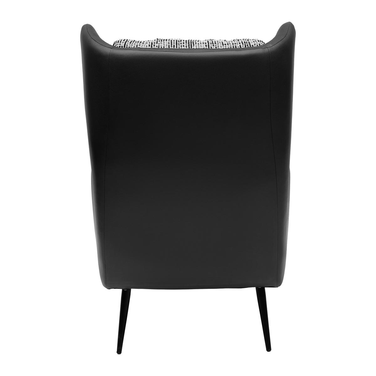 Ohrensessel Somy Chenille/Lederlook - Schwarz/Weiß, MODERN, Textil/Metall (75/111/83cm) - Premium Living