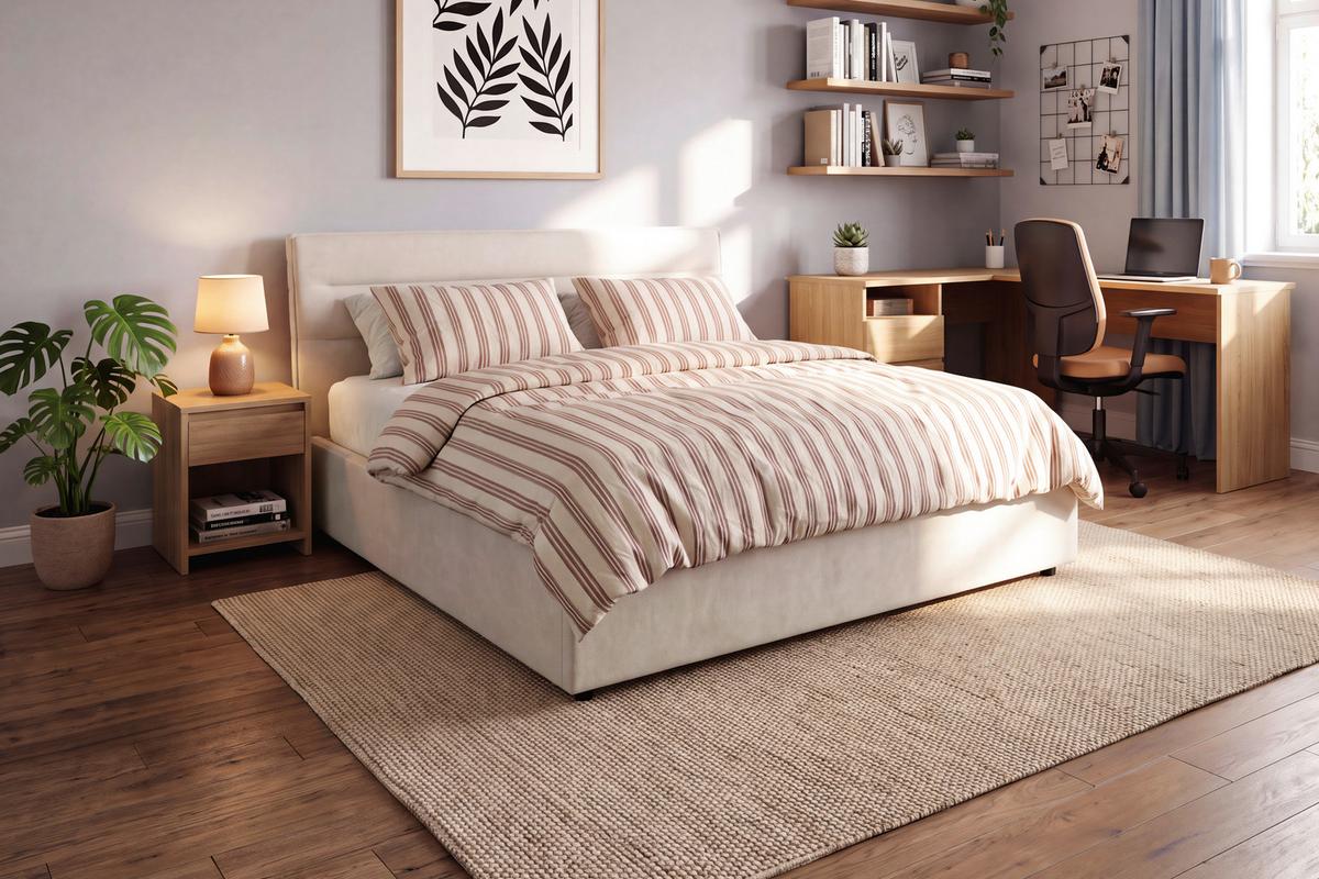 Polsterbett Sienna Beige ca. 160x200cm - Beige/Hellgrau, LIFESTYLE, Holz/Kunststoff (160/200cm) - Based