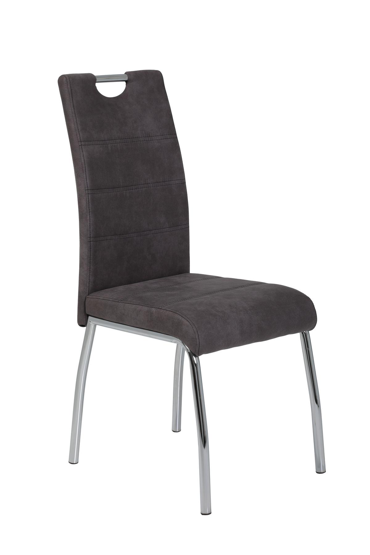 STUHL-SET SUSI II S 4ER-SET - Chromfarben/Anthrazit, MODERN, Textil/Metall (44/98/61cm) - MID.YOU