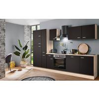Menke Küchenblock Classic Dunkelbraun/Eiche ca. 300cm - Dunkelbraun/Silberfarben, KONVENTIONELL, Holzwerkstoff/Kunststoff (300cm) - Menke