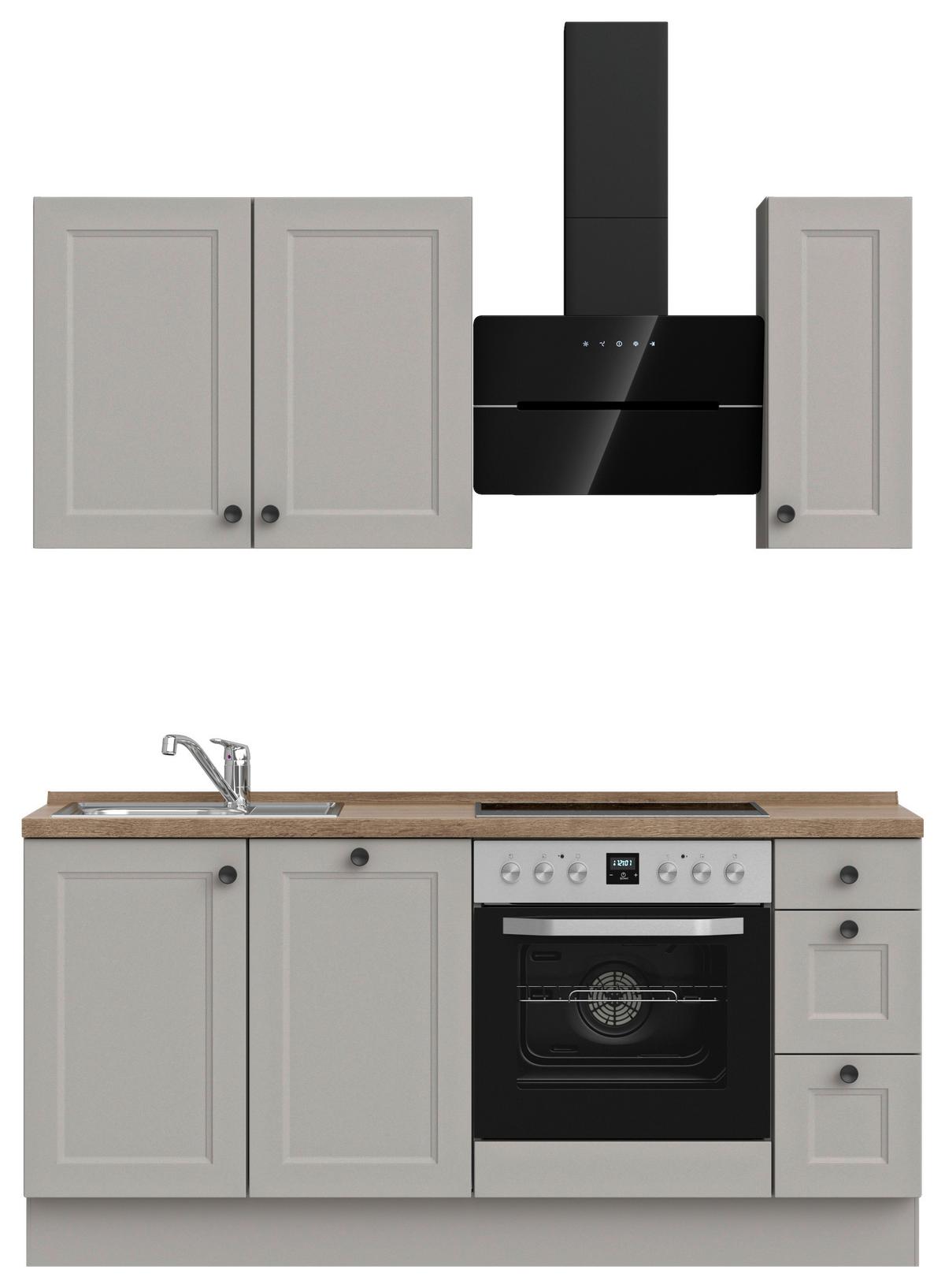 Küchenblock Cascada High m. Geräten Grau - Schwarz/Grau, MODERN, Holzwerkstoff/Metall (180cm) - Nobilia